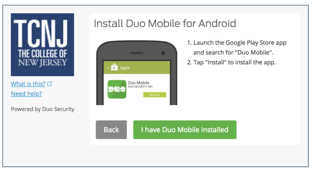 Install duo mobile for andriod.