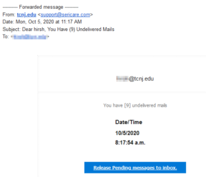 An example of a phishing email.