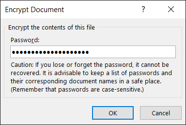 Encrypt document with a password.